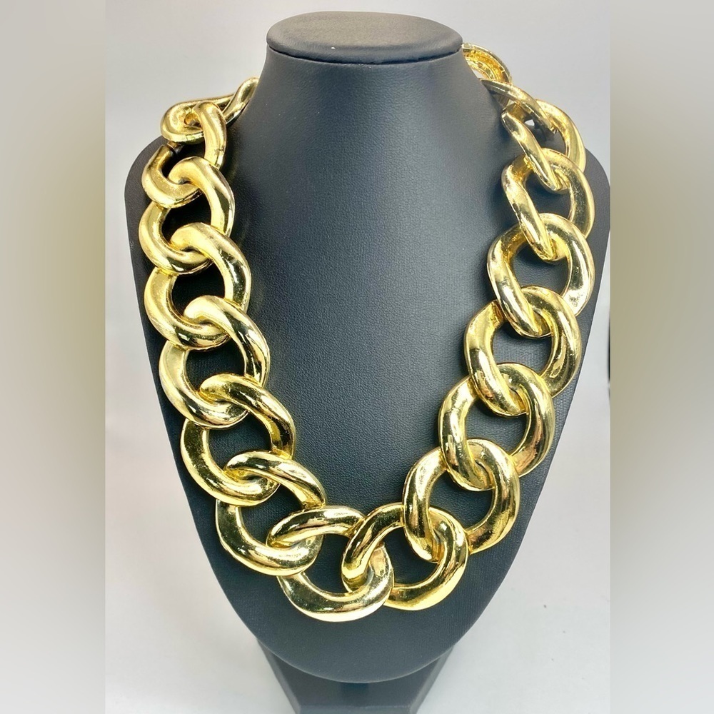 Vintage YSL Yves Saint Laurent Signed Runway Chunky Gold Plated Link Chain